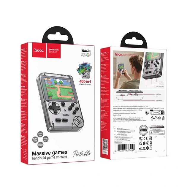 Портативна ігрова консоль HOCO GA40 Brilliant vertical screen handheld game console Gray - изображение 2