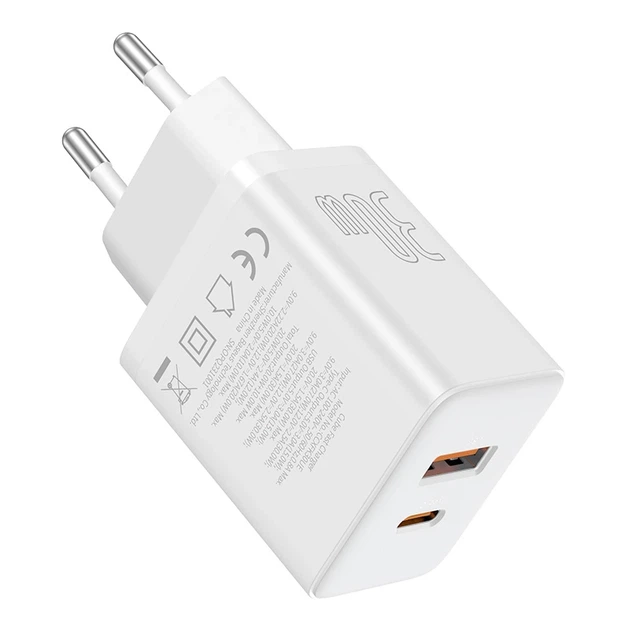 Мережевий зарядний пристрій Baseus Cube Fast Charger C+U 30W EU Moon White - Фото 6 Мережевий зарядний пристрій Baseus Cube Fast Charger C+U 30W EU Moon White - изображение 6