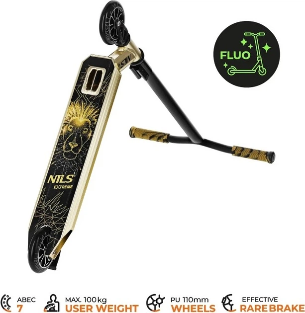 Самокат Nils Extreme Флуоресцентний Lion HS155 Золотий (5905504100131) - зображення 5