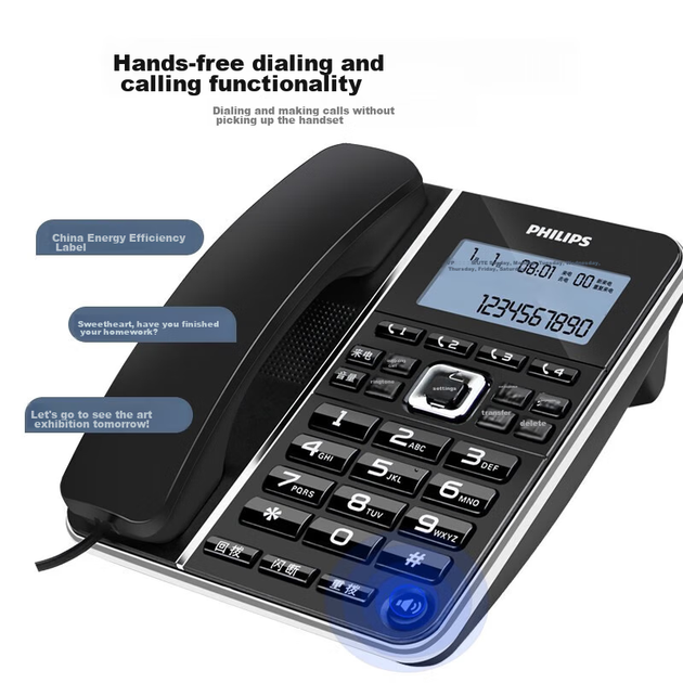 Телефон PHILIPS CORD228 стационарный с АОН, черный - изображение 5