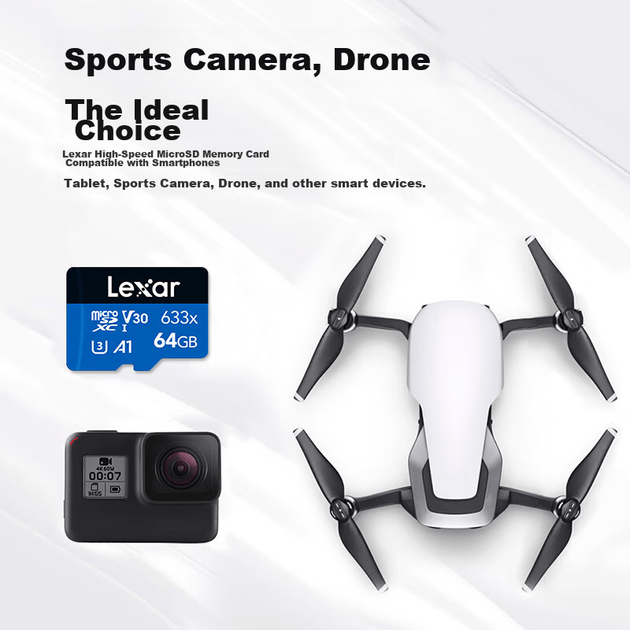 Карта памяти Lexar 633x microSDXC 64GB UHS-I U3 V30 A1 (LSDMI64GBBCN633N) - Фото 3 Карта памяти Lexar 633x microSDXC 64GB UHS-I U3 V30 A1 (LSDMI64GBBCN633N) - изображение 3