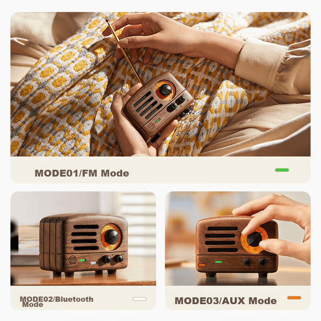 Портативний міні-колонка Bluetooth Maowangshouyinji Cat King Audio, настільна дерев'яна ретро-міні-колонка, горіхове дерево, святковий подарунок для чоловіків та жінок - изображение 4