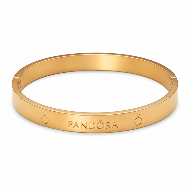 Браслет-кольцо Pandora — стильный жесткий браслет в золотом цвете - Фото 1 Браслет-кольцо Pandora — стильный жесткий браслет в золотом цвете - изображение 1