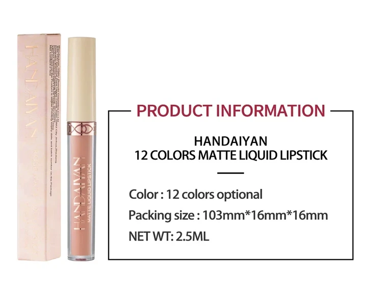 Губна помада Lipstick Matte Liquid HANDAIYAN №6 матова - изображение 5