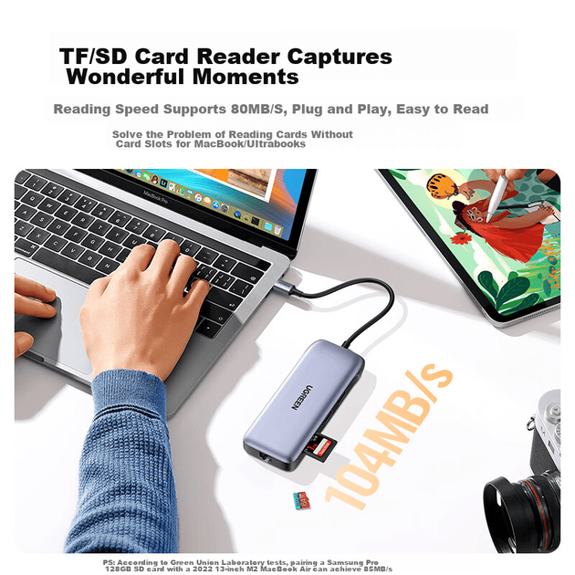 Док-станция UGREEN Type-C для 3 экранов, Thunderbolt 4, 4K60Hz, Ethernet - изображение 8