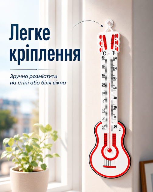 Термометр оконный градусник спиртовой комнатный и уличный "Гитара" BRS - изображение 4