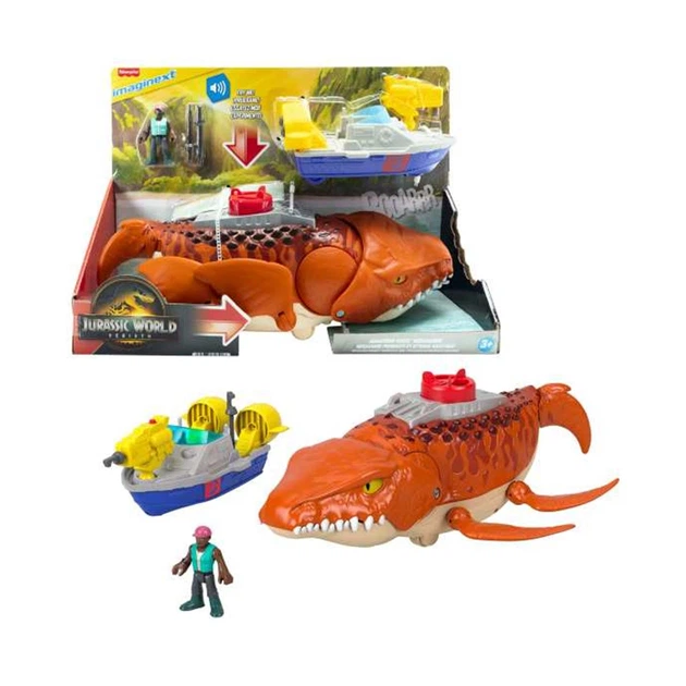 Набір фігурок Fisher Price Imaginext Jurassic World Мозазавр Aquachomp 46 см з фігуркою та човном (JFR23) (194735303908) - зображення 2