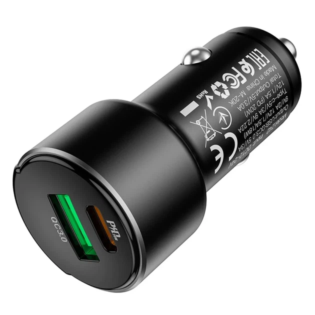 Автомобильное зарядное устройство HOCO Z42 20W, USB-C + USB-A, PD20W + QC3.0, LED дисплей, быстрая зарядка для быстрой зарядки гаджетов, черный - Фото 3 Автомобильное зарядное устройство HOCO Z42 20W, USB-C + USB-A, PD20W + QC3.0, LED дисплей, быстрая зарядка для быстрой зарядки гаджетов, черный - изображение 3