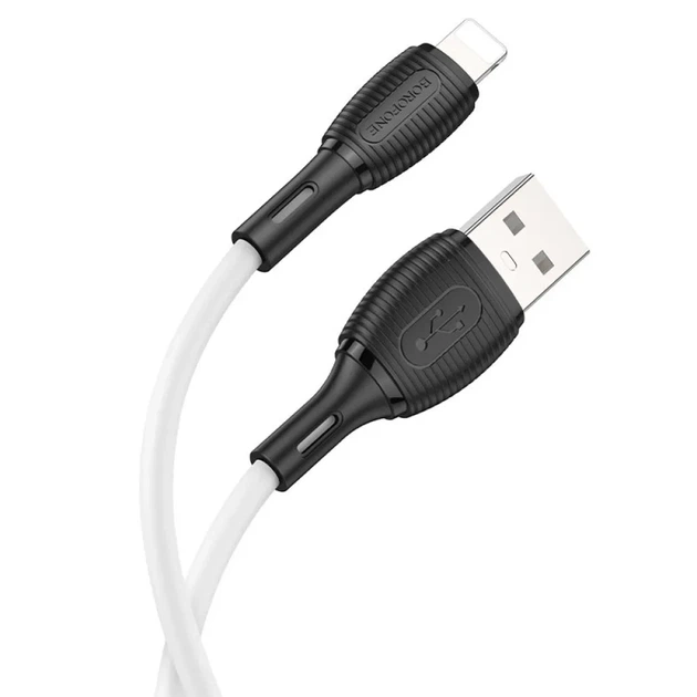 Кабель BOROFONE BX86 USB to Lightning 2.4A, 1 м, силиконовый, быстрая зарядка и синхронизация, белый - изображение 4