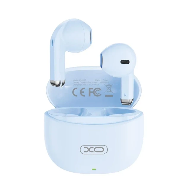 Навушники XO X33 Mini Jade Crystals TWS Bluetooth 5.3, бездротові, зарядний кейс, мікрофон, сенсорне керування, блакитні - Фото 1 Навушники XO X33 Mini Jade Crystals TWS Bluetooth 5.3, бездротові, зарядний кейс, мікрофон, сенсорне керування, блакитні - зображення 1