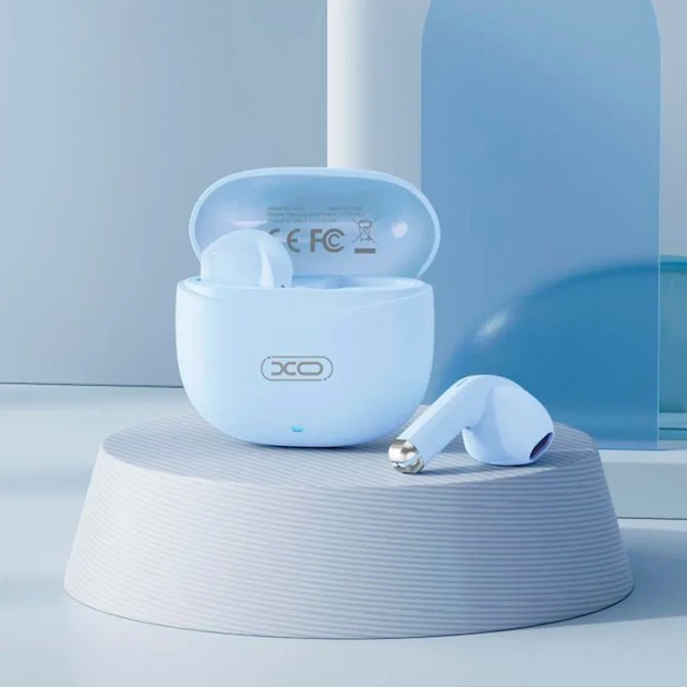 Навушники XO X33 Mini Jade Crystals TWS Bluetooth 5.3, бездротові, зарядний кейс, мікрофон, сенсорне керування, блакитні - Фото 4 Навушники XO X33 Mini Jade Crystals TWS Bluetooth 5.3, бездротові, зарядний кейс, мікрофон, сенсорне керування, блакитні - зображення 4