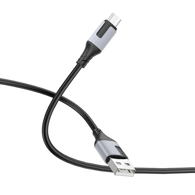 Кабель BOROFONE BX101 USB to Micro-USB 2.4A, 1 м, швидка зарядка та передача даних, чорний - Фото 4 Кабель BOROFONE BX101 USB to Micro-USB 2.4A, 1 м, швидка зарядка та передача даних, чорний - зображення 4