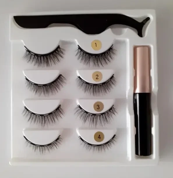 Магнитные ресницы GlamLash 4 пары с магнитной підводкою без клея пинцет в комплекте 5 магниты на каждой ресничке - изображение 5
