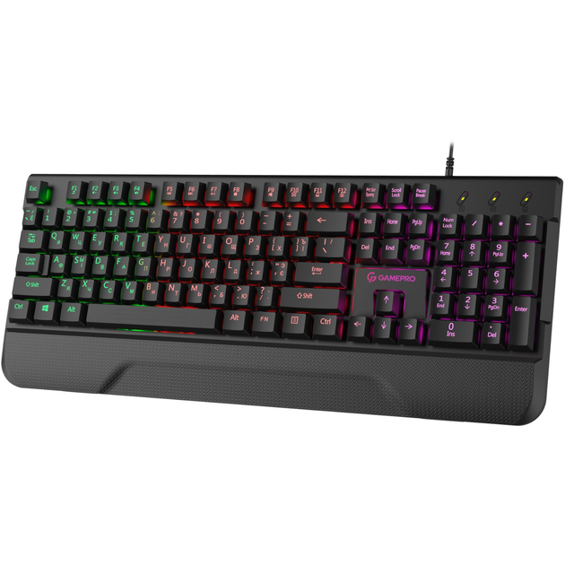 Клавіатура ігрова GamePro Headshot GK398 мембранна 104 клавіші 1.5 м USB RGB Black - зображення 3