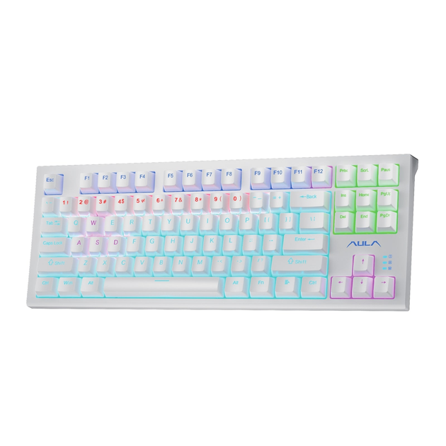 Клавиатура игровая Aula F3032 KRGD механическая 87 клавиш USB Brown Switch White (6948391201757) - изображение 4