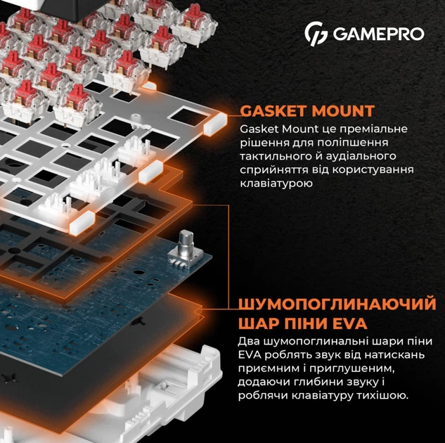 Клавиатура игровая GamePro MK170B механическая 97 клавиш USB Red Switch RGB Black - изображение 8