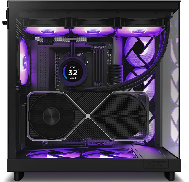 Корпус NZXT H6 Flow RGB (CC-H61FB-R1) / Mid-Tower / ATX, Micro-ATX, Mini-ITX / 3x120mm ARGB / 1xUSB Type-C / Без БЖ / Чорний - зображення 11