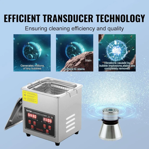 Ультразвуковой очиститель Vevor Ultrasonic Cleaners 2L KZ-D2 Silve k1 - изображение 4