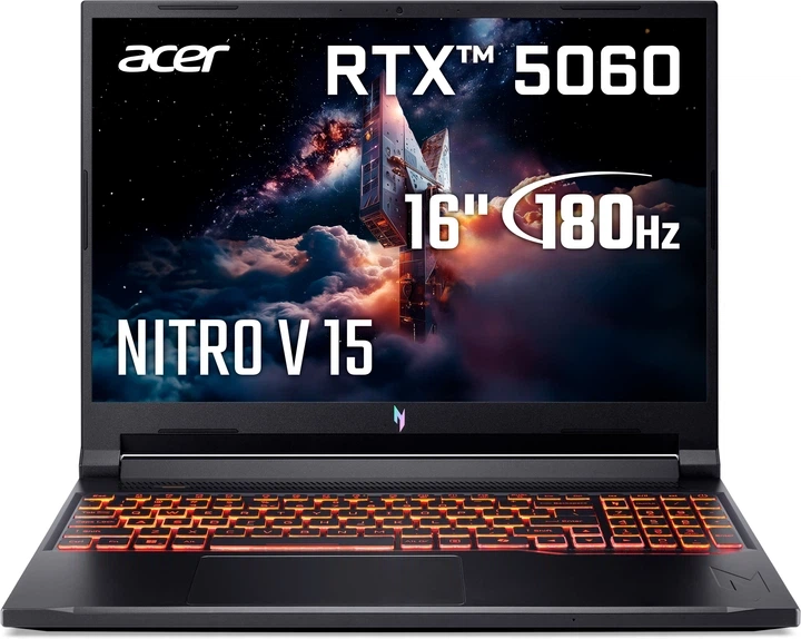 Ігровий ноутбук Acer Nitro V 16 / Intel Core 5-210H / SSD 512GB / 16GB RAM / 16" IPS 180Hz / NVIDIA GeForce RTX 5060 - Фото 1 Ігровий ноутбук Acer Nitro V 16 / Intel Core 5-210H / SSD 512GB / 16GB RAM / 16" IPS 180Hz / NVIDIA GeForce RTX 5060 - изображение 1