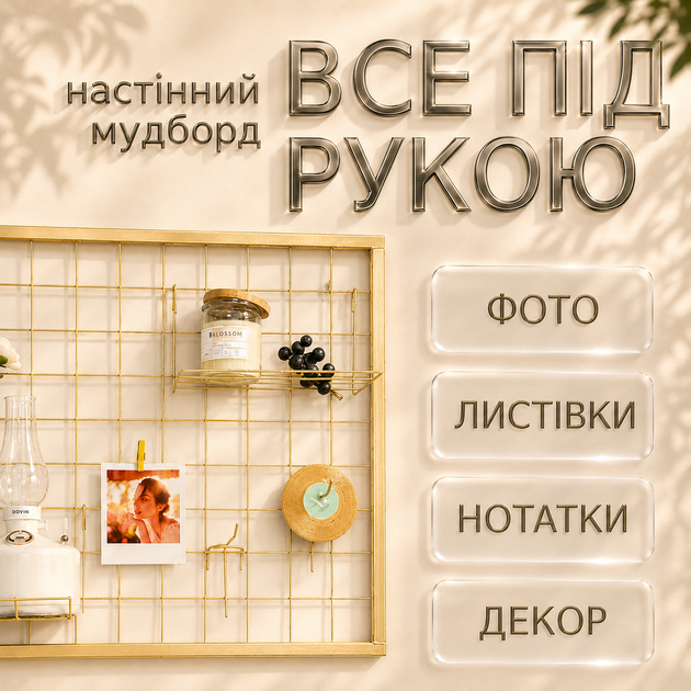 Мудборд в золотой рамке 63×48 см металлическая декоративная сетка для фото заметок украшений и организации настенная - Фото 3 Мудборд в золотой рамке 63×48 см металлическая декоративная сетка для фото заметок украшений и организации настенная - изображение 3