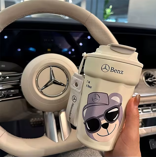 Термочашка mercedes термокухоль мерседес термос з ведмедиком і брелоком - зображення 5