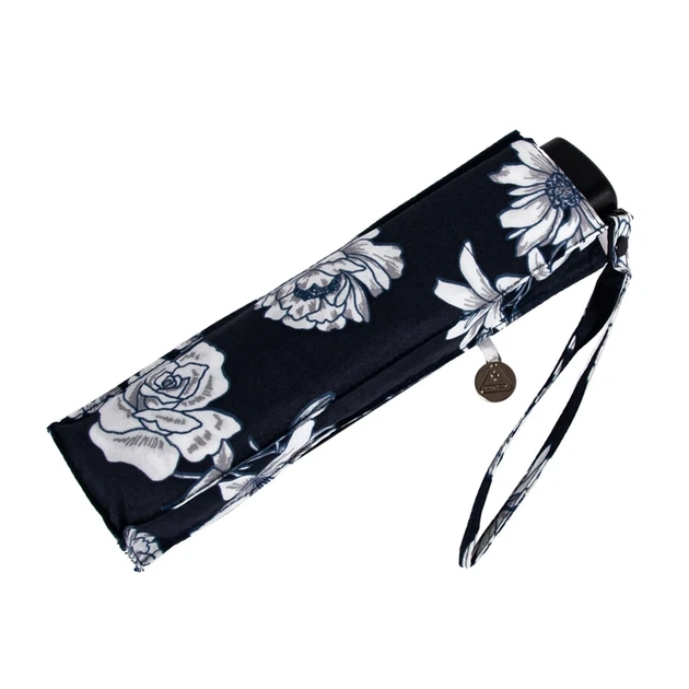 Парасолька жіноча Fulton L340 Miniflat-2 Black and White Floral (Черно-белые цветы) - зображення 7