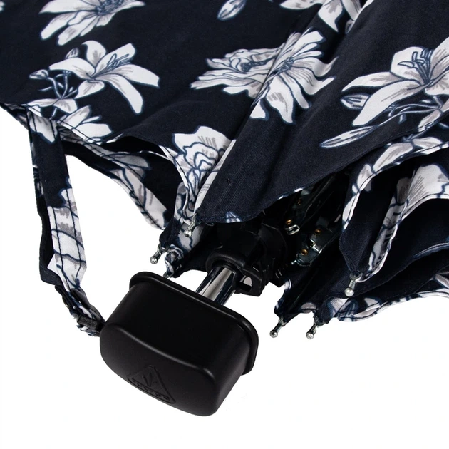 Парасолька жіноча Fulton L340 Miniflat-2 Black and White Floral (Черно-белые цветы) - зображення 8