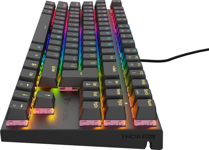 Klawiatura przewodowa Genesis Thor 303 TKL RGB Outemu Peach Silent Black (NKG-2155) - obraz 5
