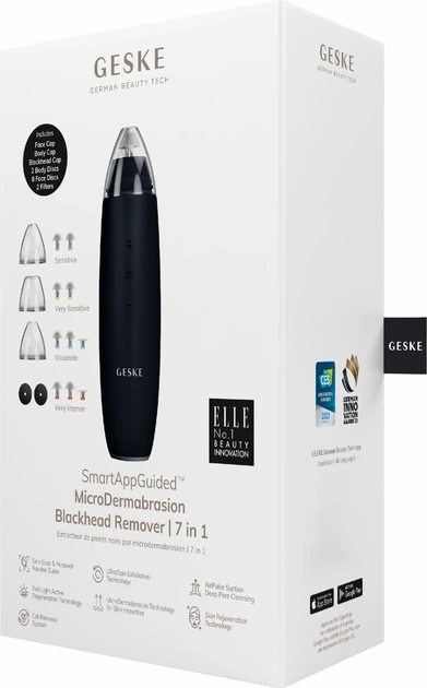 Микродермабразионное устройство для удаления черных точек GESKE MicroDermabrasion Blackhead Remover 7в1 черное - изображение 7
