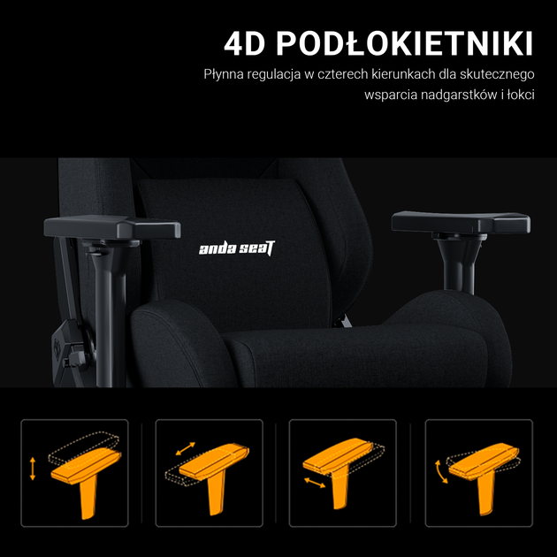 Fotel gamingowy Anda Seat Kaiser 2 XL Dark Gray Fabric (AD12YXL-17-GB-F) - Zdjęcie 14 Fotel gamingowy Anda Seat Kaiser 2 XL Dark Gray Fabric (AD12YXL-17-GB-F) - obraz 14