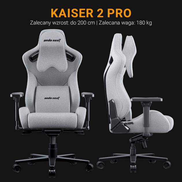 Fotel gamingowy Anda Seat Kaiser 2 XL Dark Gray Fabric (AD12YXL-17-GB-F) - Zdjęcie 19 Fotel gamingowy Anda Seat Kaiser 2 XL Dark Gray Fabric (AD12YXL-17-GB-F) - obraz 19