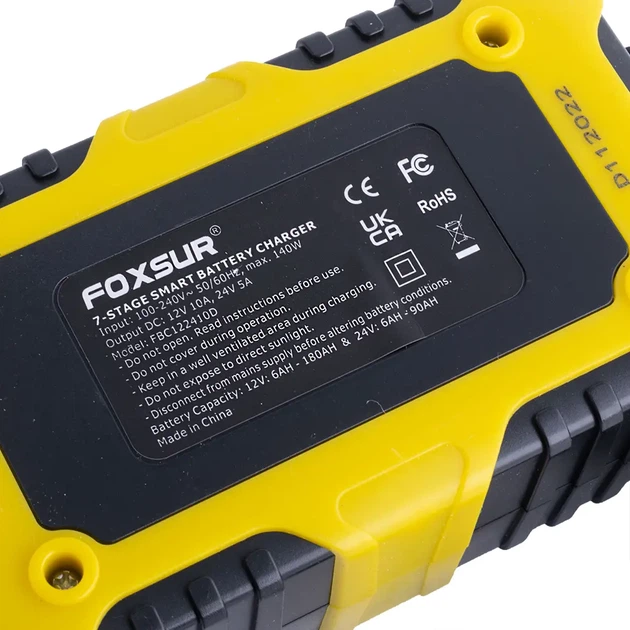 Зарядне для кислотних AGM, GEL, VRLA Foxsur FBC122410D 12V/10A 24V/5A, автомат 7 етапи, дісплей - изображение 3