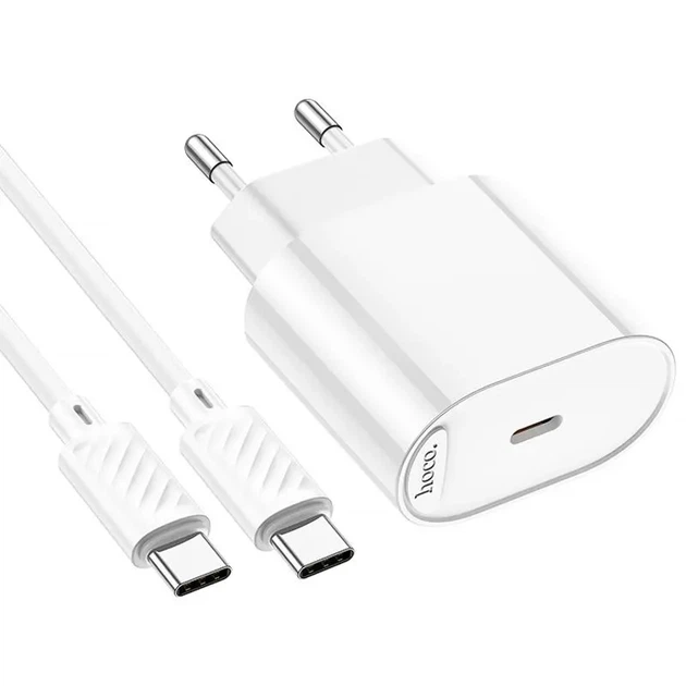 Зарядне Hoco C109A 1xType-C PD20W QC3.0 з кабелем Type-C біле - изображение 3