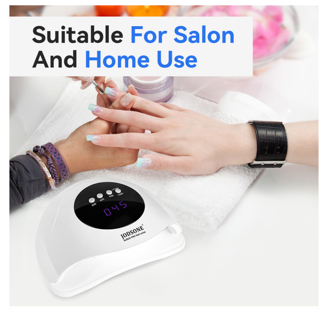 UV LED лампа для маникюра JODSONE 48W с авто сенсором и 4 таймерами, профессиональная лампа для сушки гель-лака (белая) - изображение 7