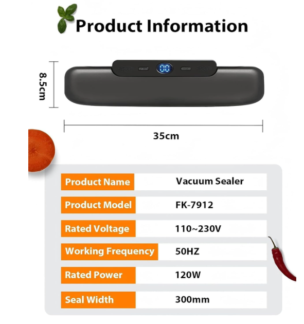 Вакуумный упаковщик для продуктов Vacuum Sealer, автоматический вакууматор для сухих и влажных продуктов, компактная машина для ва - Фото 2 Вакуумный упаковщик для продуктов Vacuum Sealer, автоматический вакууматор для сухих и влажных продуктов, компактная машина для ва - изображение 2