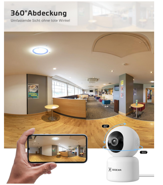 Камера COCOCAM 5MP для дома и животных, Wi-Fi 2.4/5GHz, поворот 355° горизонтально / 95° вертикально, AI обнаружение движения, 24/ - Фото 7 Камера COCOCAM 5MP для дома и животных, Wi-Fi 2.4/5GHz, поворот 355° горизонтально / 95° вертикально, AI обнаружение движения, 24/ - изображение 7