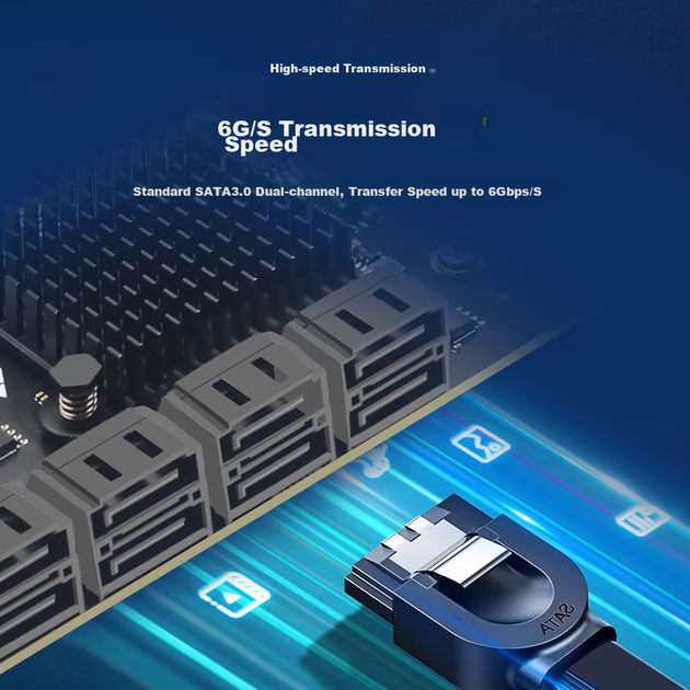 Плата расширения EB-LINK PCI-E - SATA 3.0 на 12 портов для настольного компьютера - изображение 3
