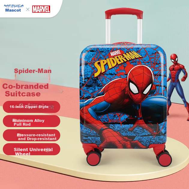 Дитяча валіза-самокат Mesuca Disney Marvel Spider-Man 16" (40 см) із сидінням на 4 колесах - зображення 6