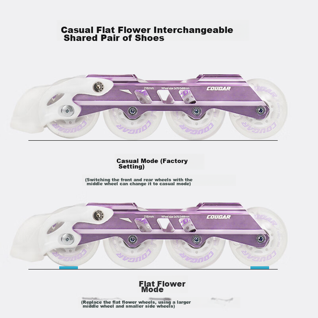 Ковзани COUGAR Full-Flash роликові дитячі регульовані, фіолетово-білі, L - Фото 4 Ковзани COUGAR Full-Flash роликові дитячі регульовані, фіолетово-білі, L - зображення 4