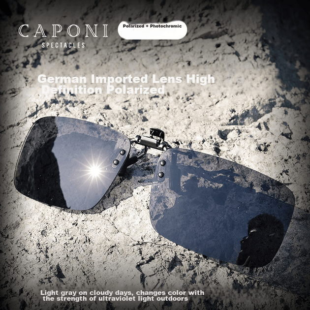 Фотохромные солнцезащитные очки CAPONI с накладными линзами и поляризованным покрытием для мужчин и женщин, для дневного и ночного использования, специально для вождения, защиты от солнца во время рыбалки. - изображение 10