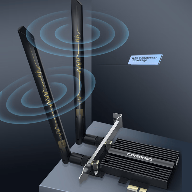 COMFAST CF-AX210 PRO Гигабитный 5G беспроводной сетевой приемник WiFi6 для настольного компьютера, встроенная сетевая карта PCIe 5374M + Bluetooth 5.3 Two-I - изображение 4