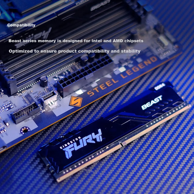Модуль пам'яті Kingston FURY 8GB DDR4 3600 для настільних комп'ютерів, серія Beast, HyperX - изображение 3