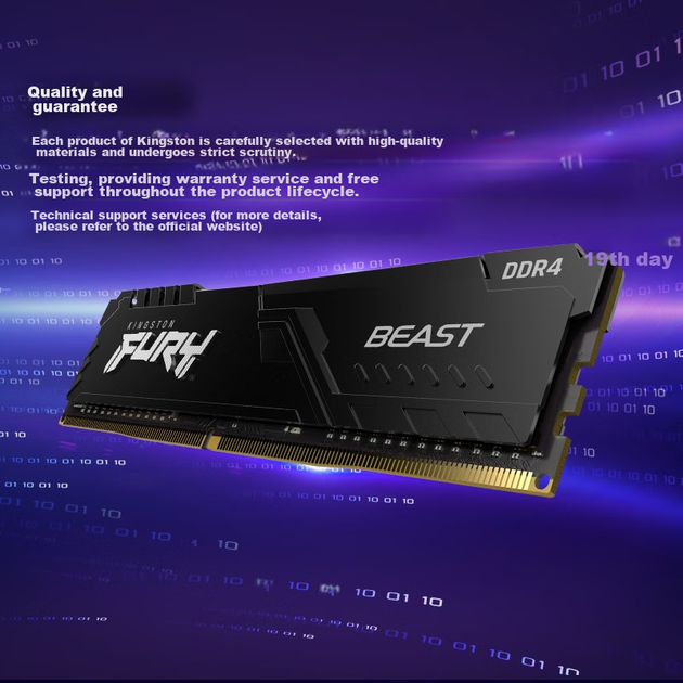 Модуль пам'яті Kingston FURY 8GB DDR4 3600 для настільних комп'ютерів, серія Beast, HyperX - изображение 5