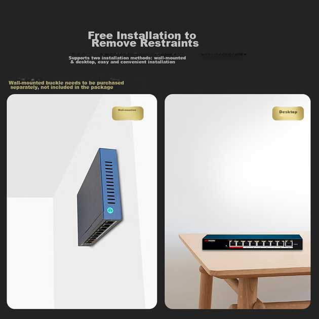 Комутатор HIKVISION DS-3E0109SP некерований 8 портів PoE, для відеоспостереження - зображення 7