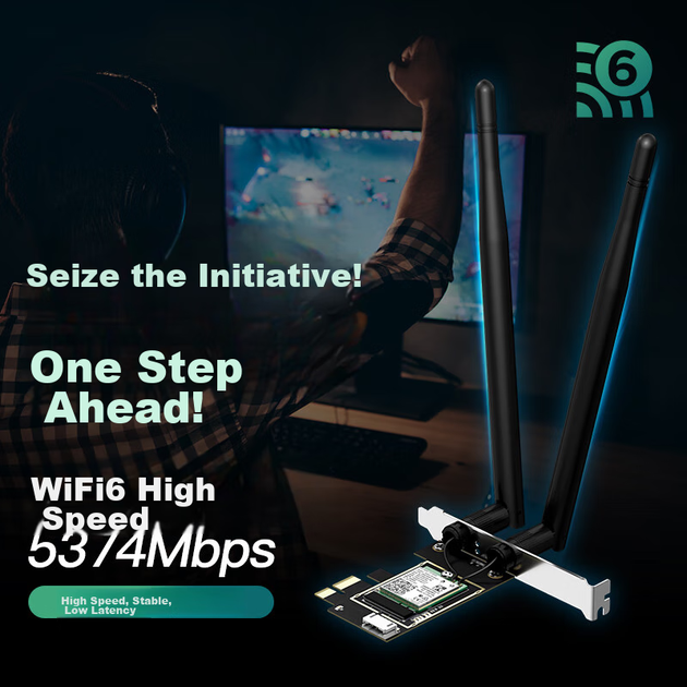 Беспроводная сетевая карта EDUP WiFi 6 для настольных компьютеров, игровая двухдиапазонная сетевая карта AX210 5G PCIe, двухканальный WiFi-приемник WiFi 6 Bluetooth 5.3 EP-9651ES - изображение 5
