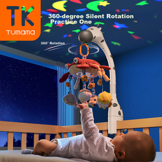 Дитяче ліжечко-мобіль Tumama Kids для дітей 0-1 року, заспокійлива музика, обертовий дзвіночок для узголів'я ліжка, підвісне дитяче ліжечко, подарункова коробка для новонароджених у повний місяць - зображення 3