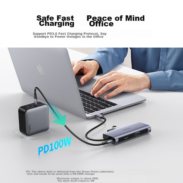 Док-станция расширения UGREEN Type-C, док-станция расширения для проектора HDMI, конвертер VGA HD, USB-адаптер, зарядное устройство PD, универсальный адаптер для ноутбуков Mac, концентратор расширения. - изображение 7