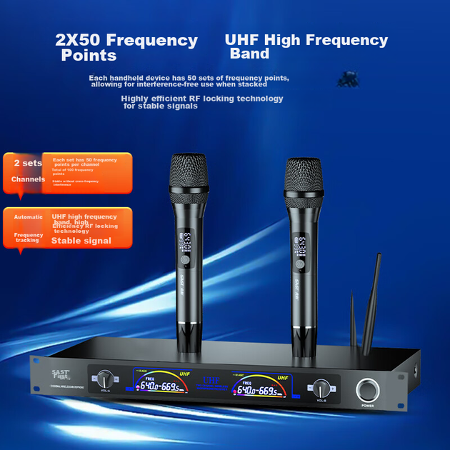 Микрофон SAST OK-15 беспроводной двухканальный UHF, для караоке/совещаний - изображение 7
