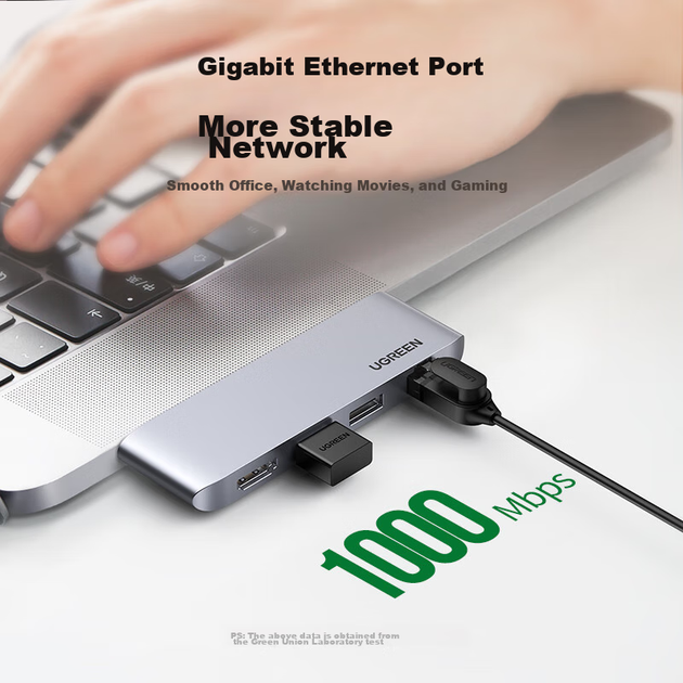 Док-станція UGREEN Type-C Direct Expansion, конвертер USB-C на HDMI, концентратор C-Port, гігабітний Ethernet-адаптер, розгалужувач HUB 3.0, сумісний з ноутбуками Apple та Huawei, iPad - зображення 4