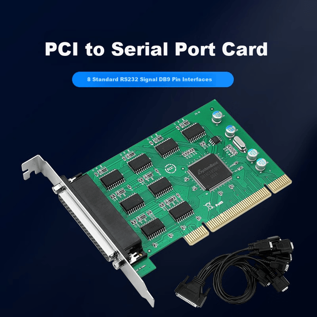 Плата MOGE PCI промышленная для 8-портового RS232, с кабелями, MC1368 - Фото 2 Плата MOGE PCI промышленная для 8-портового RS232, с кабелями, MC1368 - изображение 2